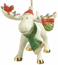 Lenox 2019 Marcel Moose Figurine Ornament Annual Under The Mistletoe Bird NEW