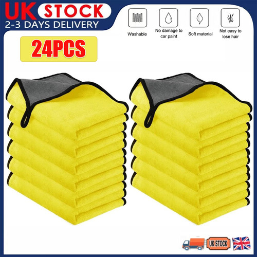 24Pcs Car Cleaning towels Drying Wash Cloth Microfibre Super Absorbent Polishing