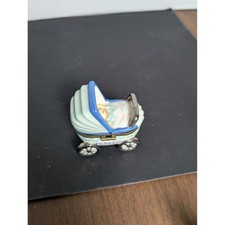 "Its A Boy" Porcelain Pram Trinket Box w/Bottle Retired