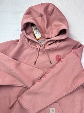 Carhartt Hoodie Women Lrg Pink Relax Fit Logo Sleeve Mid weight NWT