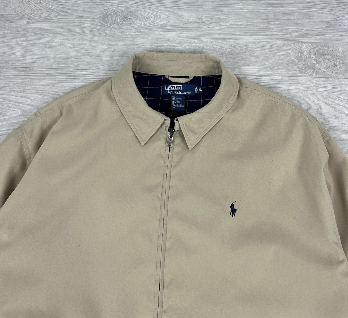 Polo Ralph Lauren Vintage Beige Harrington Jacket Logo Mens Size