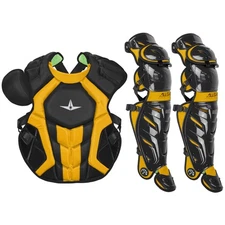 All-Star System7 Axis NOCSAE Adult Baseball Catcher's Gear Set - Black/Gold