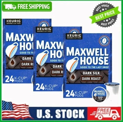 3 PACK Maxwell House Dark Silk Dark Roast Keurig K-Cup Coffee Pods, 24 Ct Box