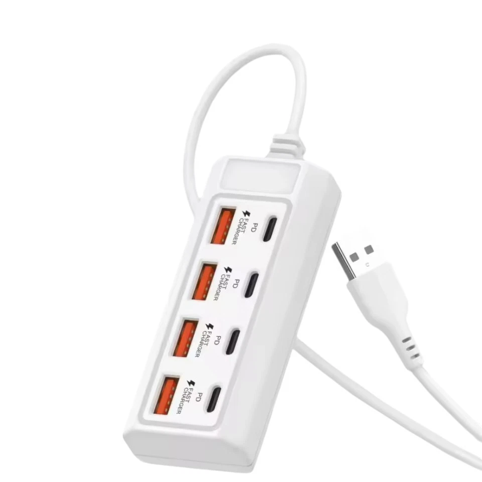 8-fach Mehrfach Stecker PD Schnellladegerät 4x USB -C + 4x USB Charger - Bild 1 von 4