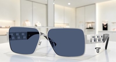 VERSACE VE2290 100180 Silver Dark Blue 61 mm Men's Sunglasses