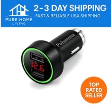 Stylish 12V Dual USB Car Charger with Powerful Output & Safety Features - Black
