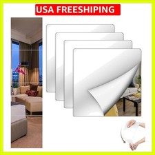 12" x 12" Acrylic Mirror Tiles, 4 Pack Self Adhesive Acrylic Square Mirrors f...