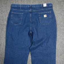 Carhartt Jeans Mens Relaxed Fit 42x34 Blue Denim Workwear Work Pants 381-83 NEW