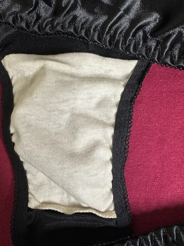 XL BLACK SATIN SECOND SKIN HIGH CUT BIKINI PANTIES W/100% COTTON GUSSET - Image 3 of 4