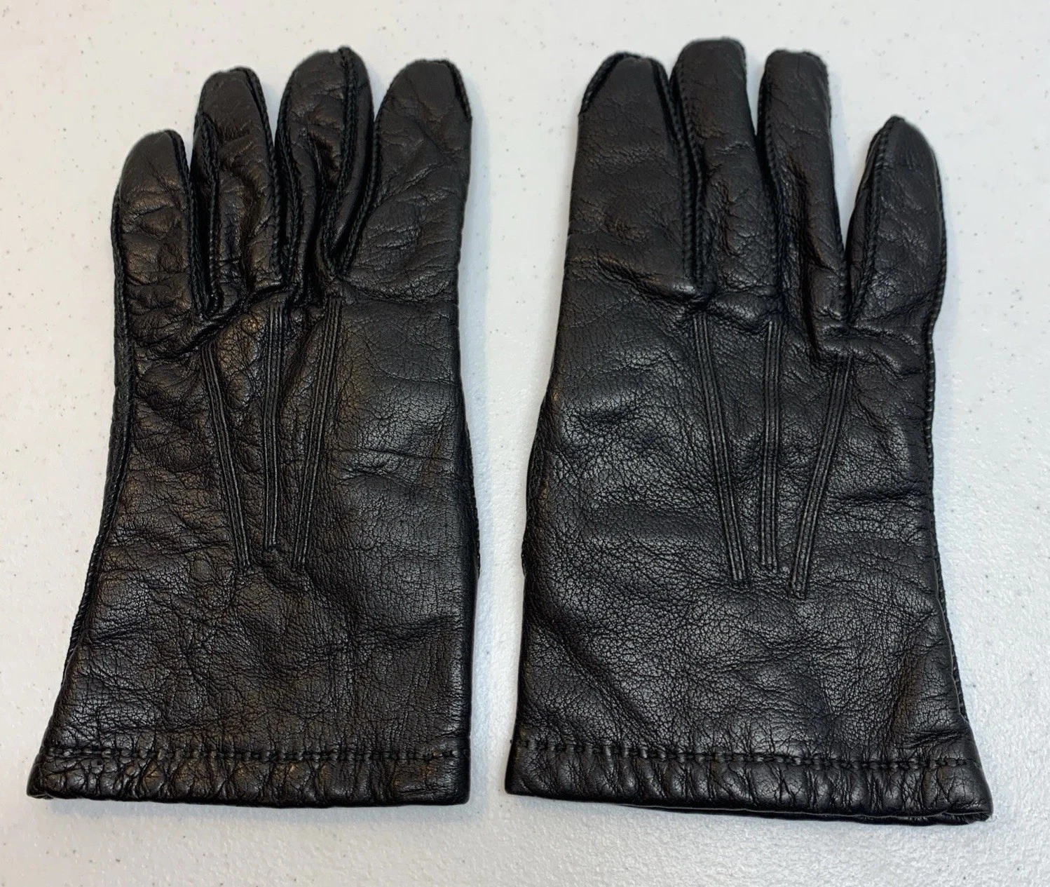 Vintage Sears Gloves Mens L 10-10.5 Black Leather Lined