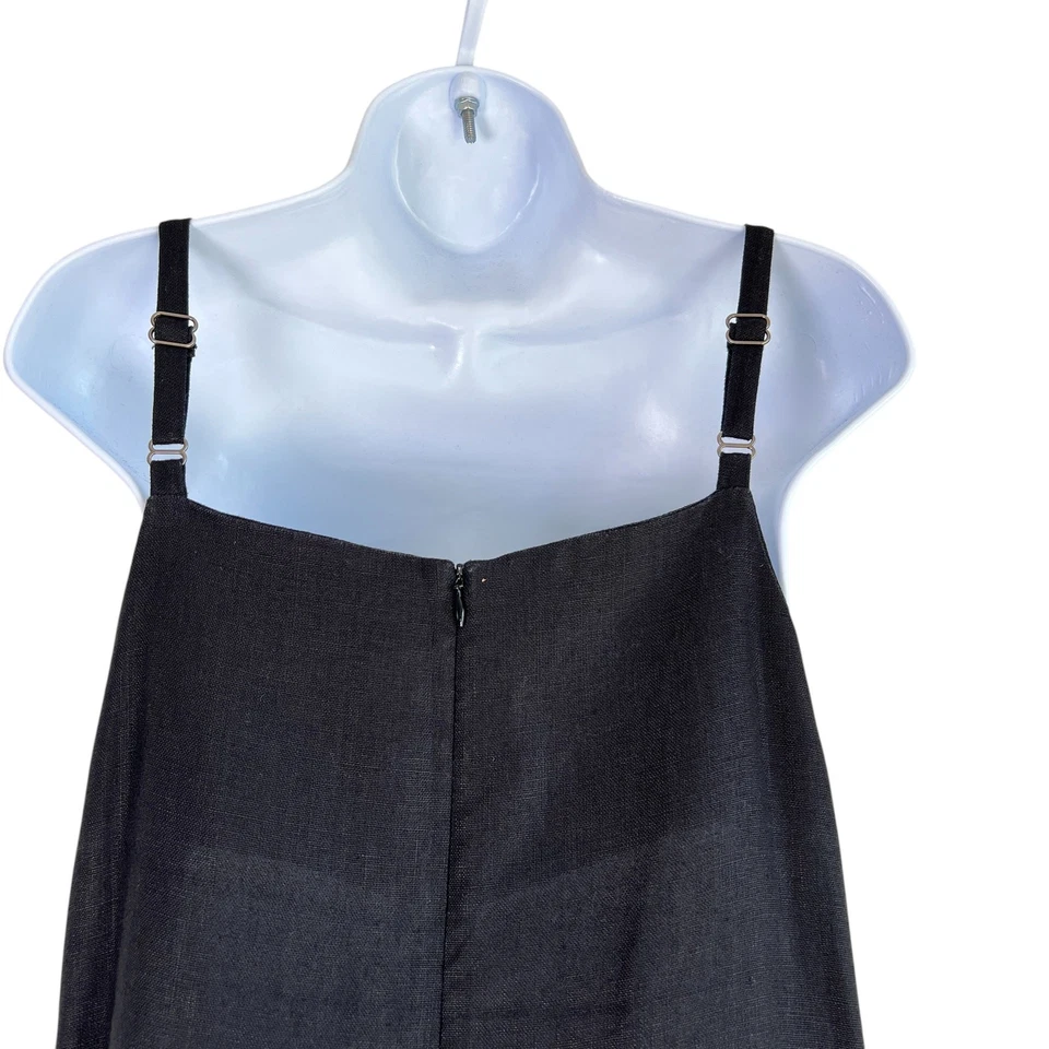 Macacão Nomia Linho Minimalista Perna Larga Preto Tamanho 4 Lagenlook Luxo Silencioso - Imagem 4 de 4