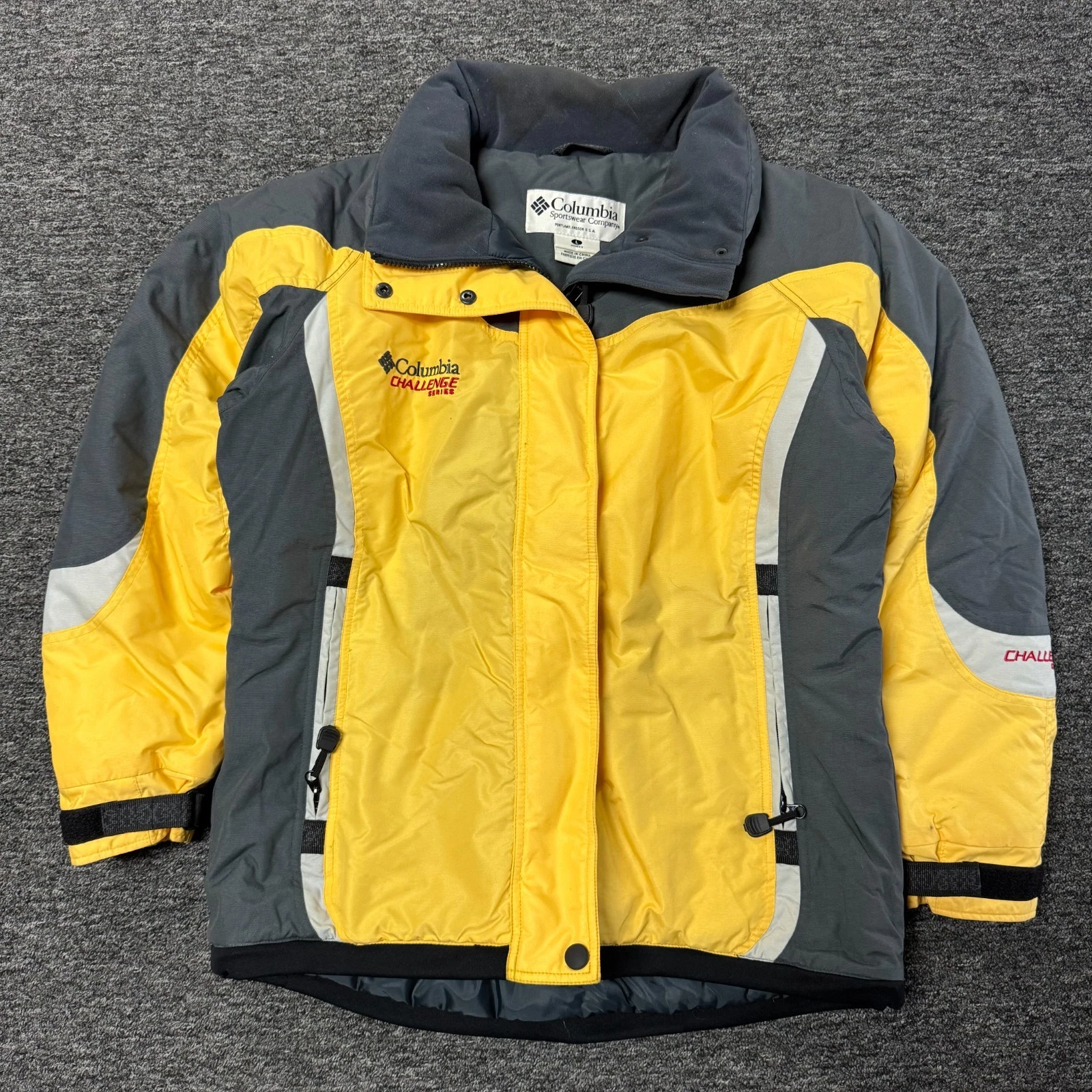 Vintage Columbia Challenge Series Ski Winter Hood Jacket Womens L Yellow