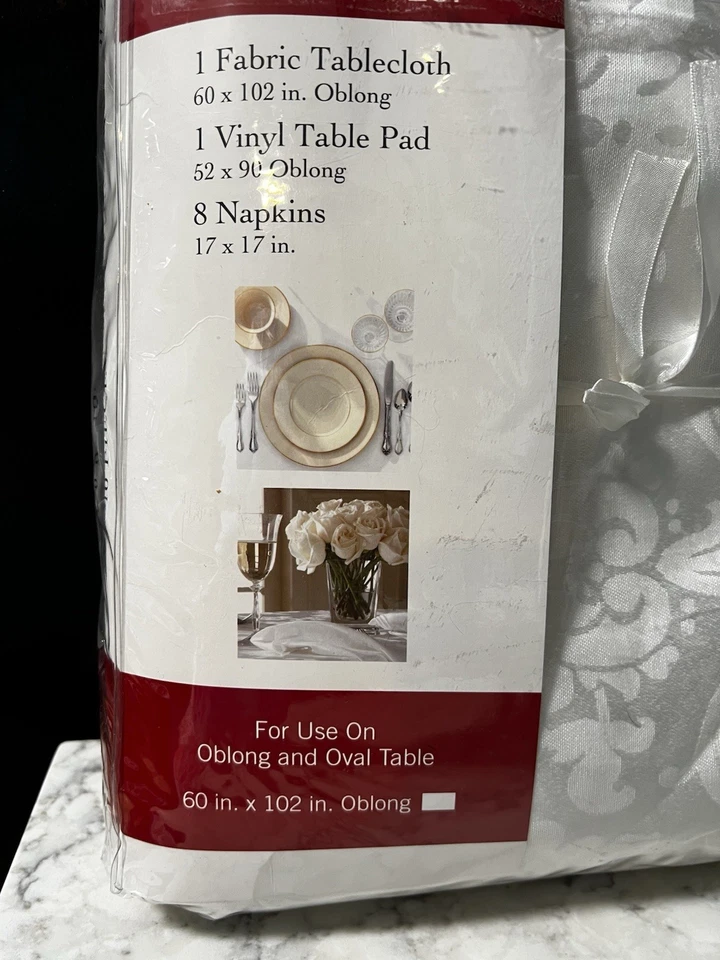 Town & Country Everything Table Set White Floral 60"x102" Oblong - Image 3 of 4