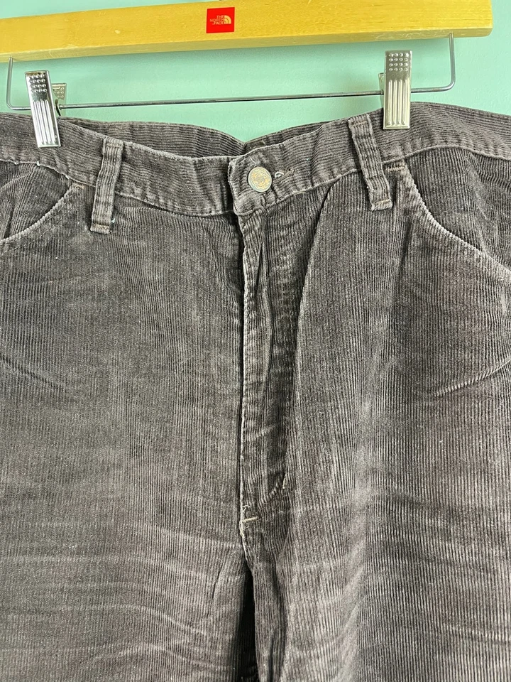 Rustler Pants Mens 36x34 Brown Corduroy Straight Leg 5-Pocket Talon 70s USA - Image 3 of 4