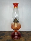 Vintage Hurricane Oil Lamp Ruby Red Glass Flash 18" TALL!! 1954
