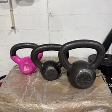 8LB - 10LB - 15LB Kettlebell Set Hand Weights 33lbs Total Cast Iron