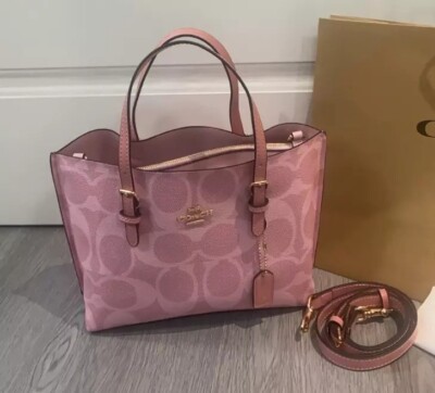 COACH Molly Tote Bag 25 Signature Canvas Pink CAL50 Outlet NEW
