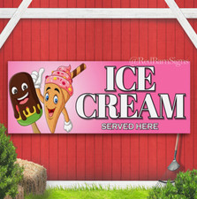 ICE CREAM SOLD HERE Printed BANNER OUTDOOR WATERPROOF SIGN Eyelets