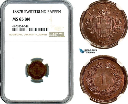 AK277, Switzerland, 1 Rappen 1900 B, Bern Mint, NGC MS65BN