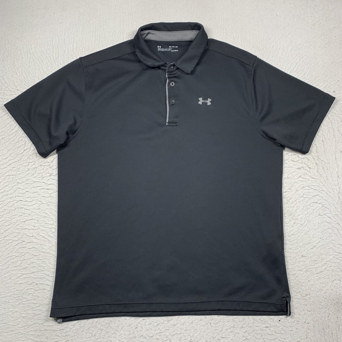 Under Armour Polo Shirt HeatGear Mens XL Black Short Sleeve