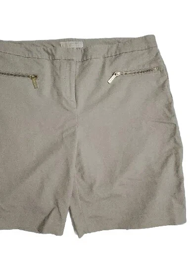 Michael Michael Kors Khaki Chino Stretch Shorts Gold Zip Logo Size 16 Kors - Image 3 of 4