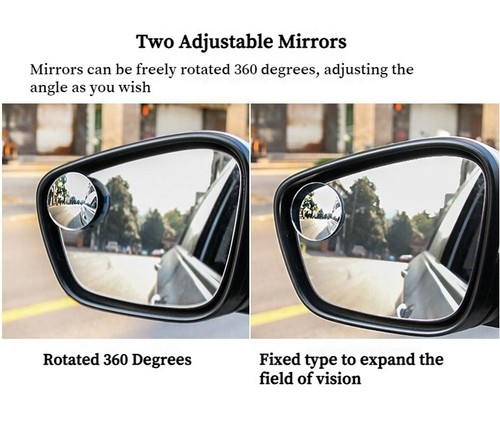 2pcs Blind Spot Car Round Mirror Wide Angle Adjustable Rear Side Conves View AU - Picture 8 of 12