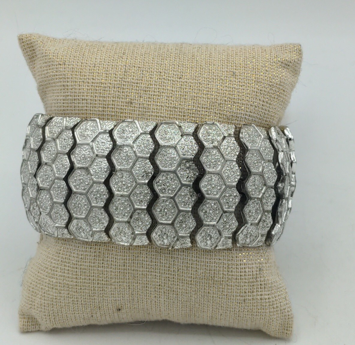 Coro Silver Chunky Geometric Pattern Bracelet Mod… - image 1