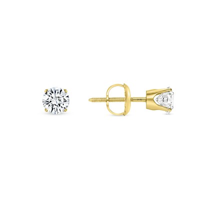 1/4 kt runde LabCreated gewachsene Diamant Ohrringe 14 K Gelbgold D/VVS Krone Schraube