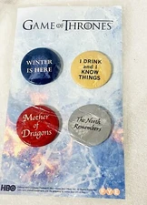 Game of Thrones Pin Back Buttons 4 HBO New 2017