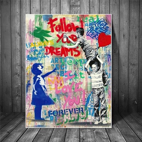 Canvas Follow Your Heart Graffiti canvas Painting Picture Art Wall Decor - Picture 4 of 6