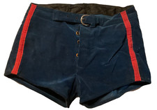 ANTIQUE 1930-1940's NAVY BLUE PADDED CORDUROY BASKETBALL SHORTS WAIST BUCKLE NOS
