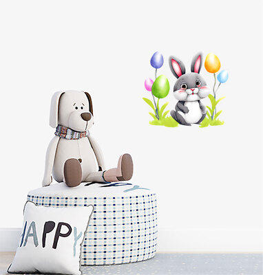 Wandbild Osterhase Hase Ei Blume bunt Van Vinyl Aufkleber Abziehbilder a7474