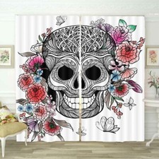 Baseball Skull Pattern 3D Curtain Blockout Photo Printing Curtains Drape Fabric