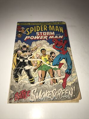 Spider-man Storm and Powerman battle Smokescreen. Anti - smoking