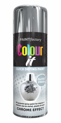 All Purpose Chrome Effect Gloss Spray Household Paint Metal Plastic Wood 400ml
