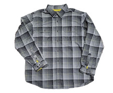 Eddie Bauer Travex Checkered Gray Black Long-Sleeve Flannel Shirt Men's XL