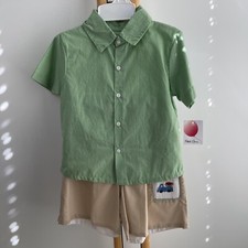 Petit Ami Outfit Boys 5 Shirt Top Green Pants 2PC Smocked Shorts Watermelon NEW