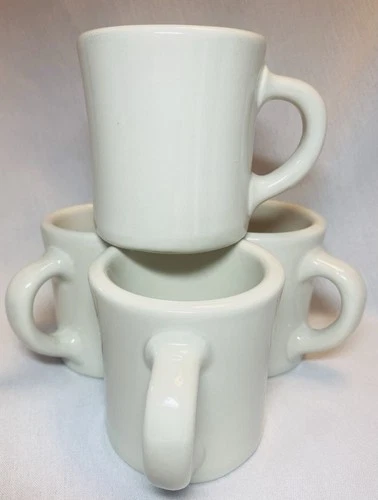 4 VICTOR Heavy Ironstone Restaurant Ware Coffee Mugs 1950’s EUC NEW/OLD Set/4