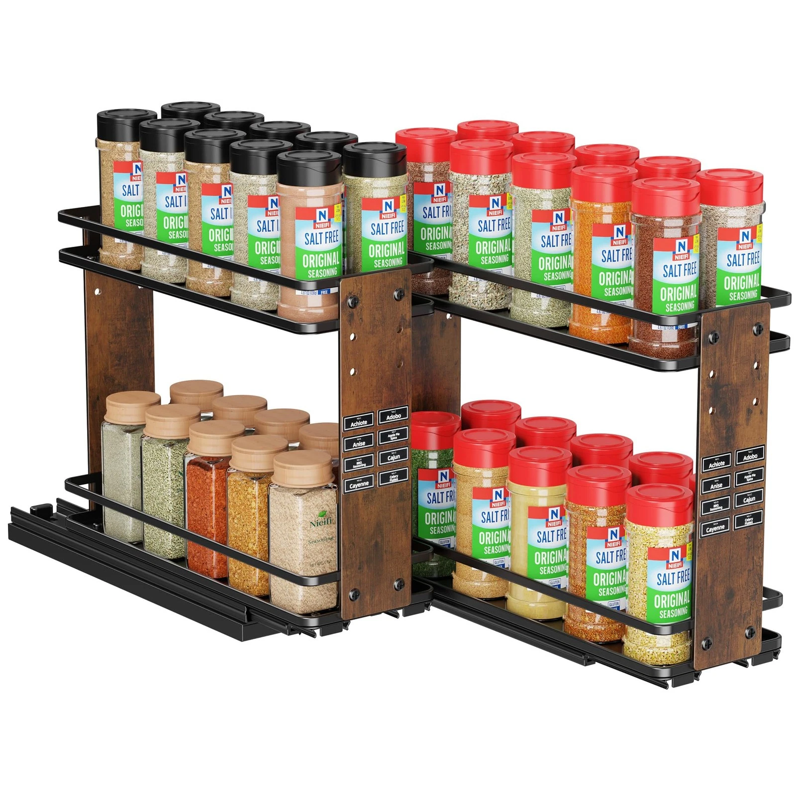 Nieifi Pull Out Spice Rack Organizer, 2 Tiers, Wood Grain, Spice Organization...
Opens in a new wind