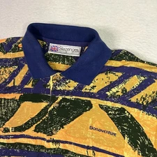 Vintage Slazenger AOP Abstract Colorful Polo Embroidered Aztec Mens M 80s 90s