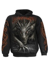 Fantasy Dark Dragon Hoodie   Black Gothic Pullover Sweatshirt Adults Kids