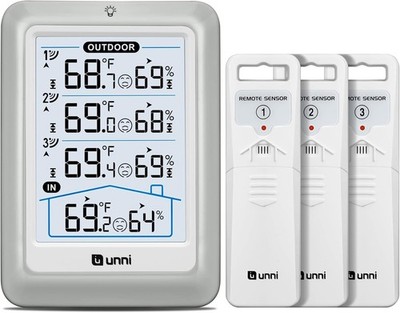 Indoor Outdoor Thermometer Wireless 4.5 Inch Display Digital Hygrometer Therm...