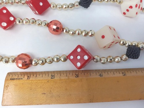 Beaded Casino Dice Garland Las Vegas Gambling Party Decor Chunky Plastic 108" - Picture 7 of 7