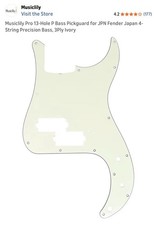 Musiclily Pro 13-Hole P Bass Pickguard 4-String Precision Bass, 3Ply Ivory