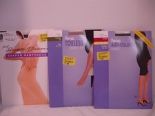 NEW 3 Pairs Hanes Smooth Illusions, AntiCellulite Pantyhose Size AB Black  Buff