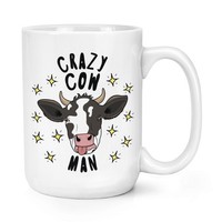 VerrüCkte Kuh Mann Stars 426Ml Groß Becher Tasse - Lustig Tiere Scherz Groß