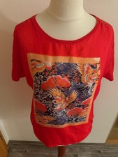 Rich & Royal Damen T-Shirt Rot Gr Large L Frontprint & Ziersteinen – Top