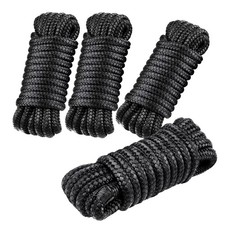4 PCS 3/8 in 15 FT Boat Dock Lines, Nylon Line 15 ft x in, black