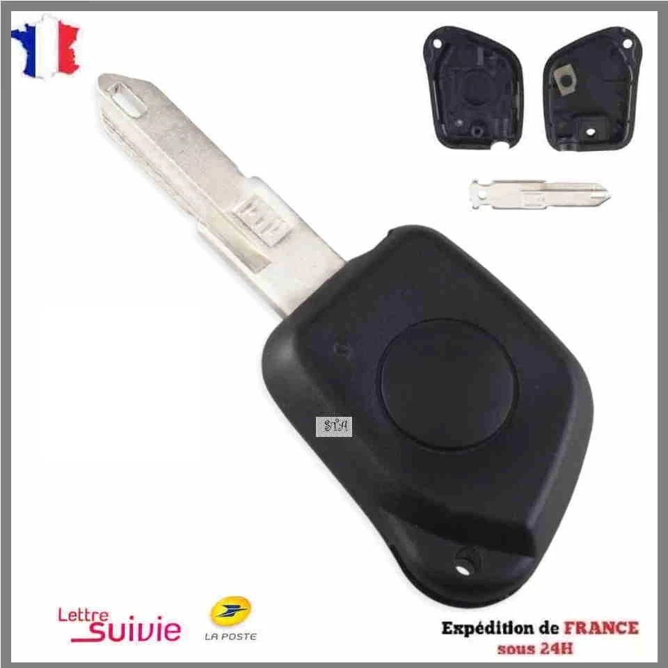 COQUE CLÉ PLIP BOITIER TÉLÉCOMMANDE PEUGEOT 106, 206, 306, 406 1 BOUTON