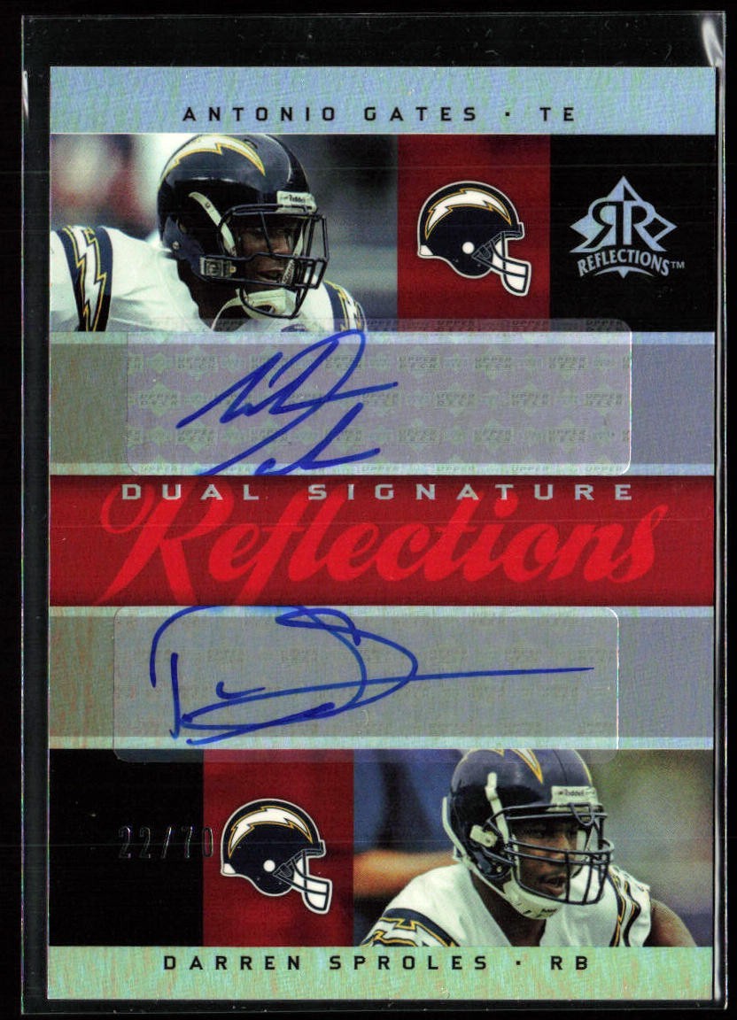 2005 UD Reflections Dual Signature Antonio Gates Darren Sproles /70 Chargers